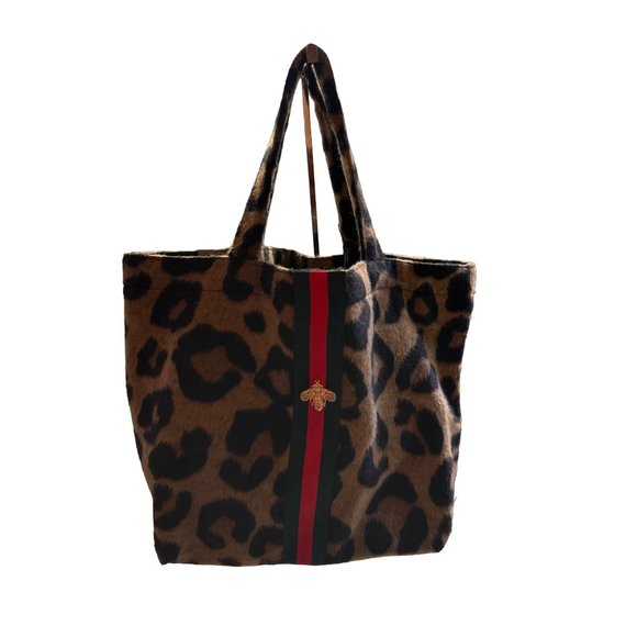 Little Leopard With Striped Band And Bee Tote Bag 16”Wide & 10.5”Long & 6”Deep - Picture 2 of 5